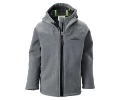 Kathmandu Malazan Kids Hooded Warm Winter Water Repellent Fleece Jacket Basic Jacket - Grey Mid Marle