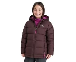 Kathmandu Epiq Girls Down Puffer Warm Outdoor Winter Jacket Kids Basic Jacket - Brown Pony